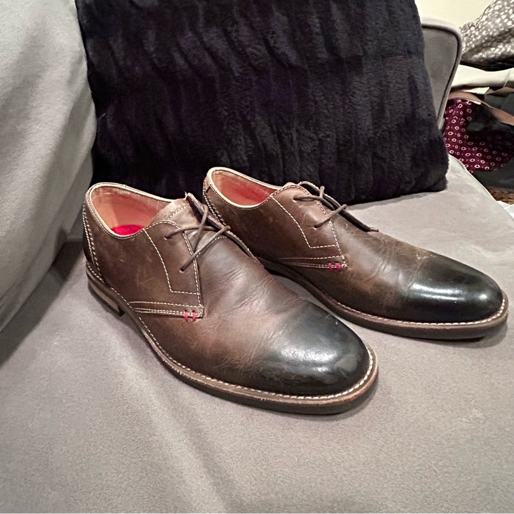 Original Penguin Mens Wade OP100197 Brown Leather Oxford Dress Shoes Size 9.5